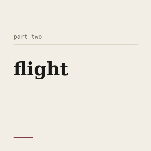 A tile set in type on warm paper: Part two, flight.