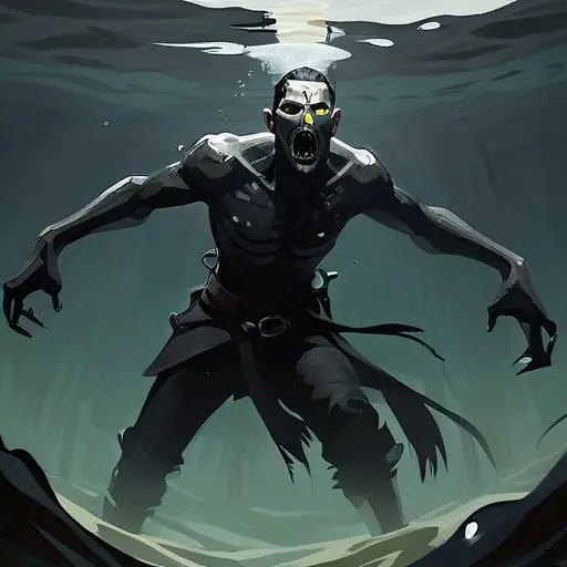 drowned_hand — mid-fight, bloodied (s3) · A