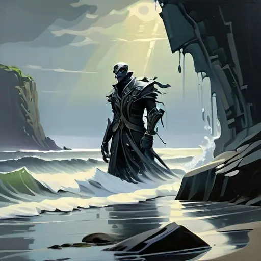 Tide-Wraith · hint B-prime (Fable seed-robustness iteration of ruled B: figure head-noun; 'wave' lead regressed to a SEASCAPE at fresh seeds)