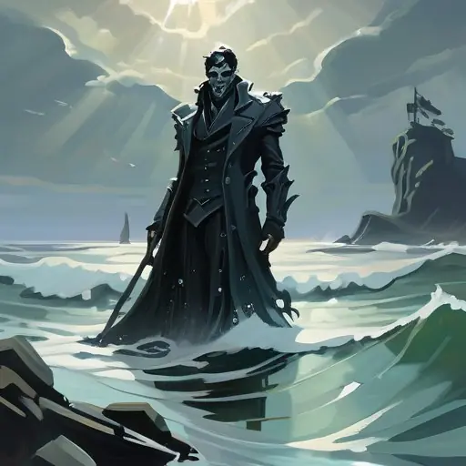 Tide-Wraith · hint B-prime (Fable seed-robustness iteration of ruled B: figure head-noun; 'wave' lead regressed to a SEASCAPE at fresh seeds)