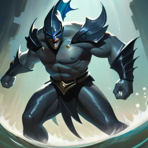 the Fin (conjured) — mid-fight, bloodied · new (ADR-0154)