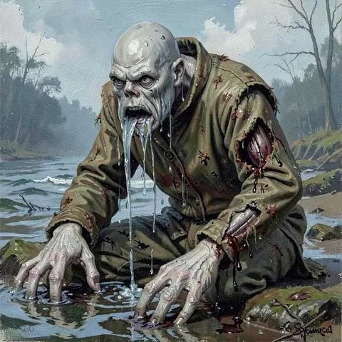the Drowned-Hand — mid-fight, one great wound · 12 steps