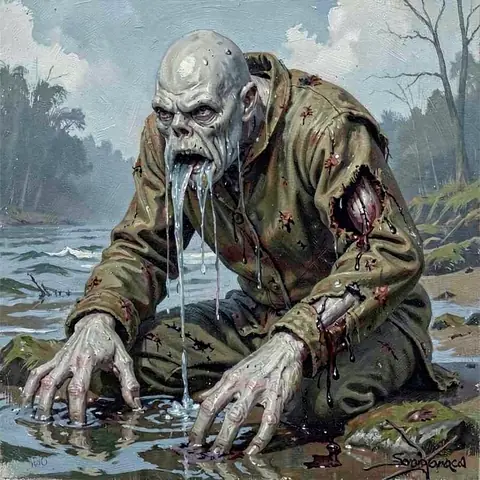 the Drowned-Hand — mid-fight, one great wound · 20 steps