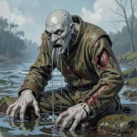the Drowned-Hand — mid-fight, one great wound · 8 steps