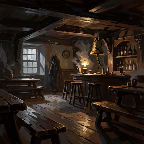 The Cracked Keel — a seeded interior, no sky · 16 steps