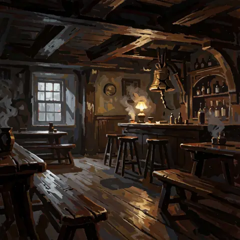 The Cracked Keel — a seeded interior, no sky · 32 steps