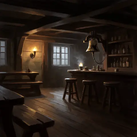 The Cracked Keel — a seeded interior, no sky · 4 steps
