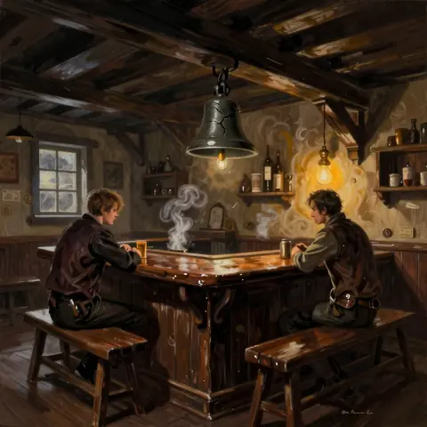 The Cracked Keel — a seeded interior, no sky · 16 steps