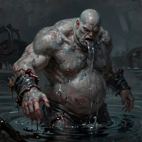 the Drowned-Hand — mid-fight, one great wound · 20 steps