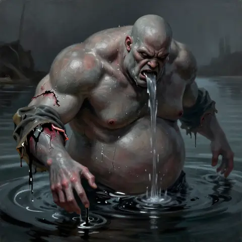 the Drowned-Hand — mid-fight, one great wound · 4 steps