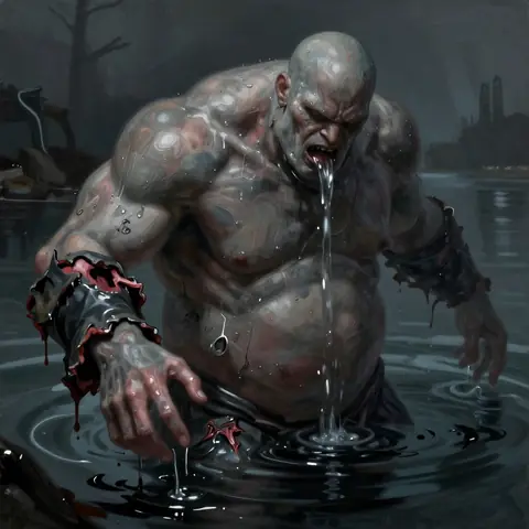 the Drowned-Hand — mid-fight, one great wound · 8 steps