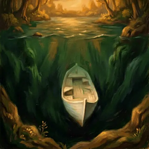 NO TERRAIN · The Maiden's Reach — the descent pane (the edge case) · ernie-image-turbo-bf16
